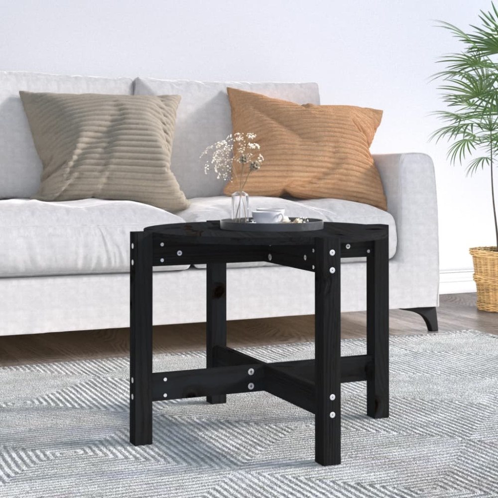 vidaXL Soffbord svart Ø 62,5x45cm massiv furu