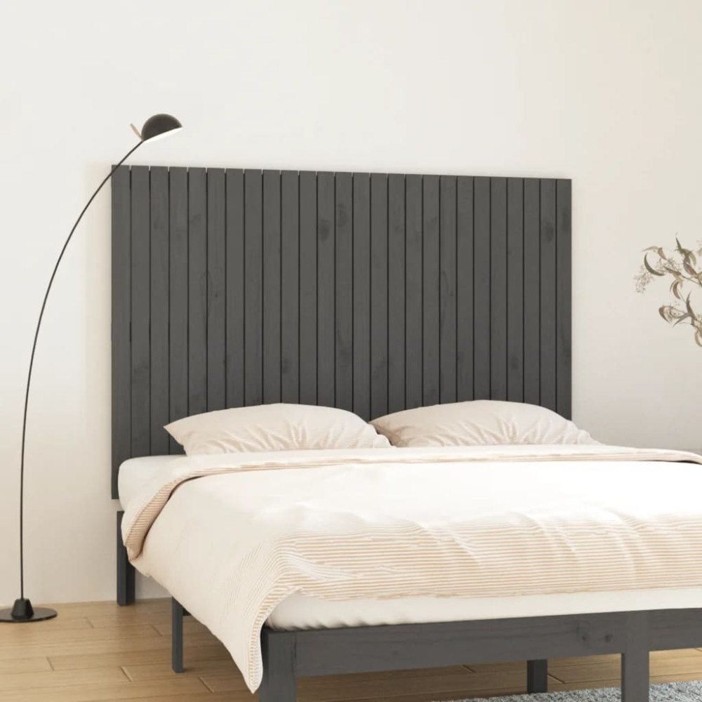 vidaXL Väggmonterad huvudgavel grå 166x3x110 cm massiv furu