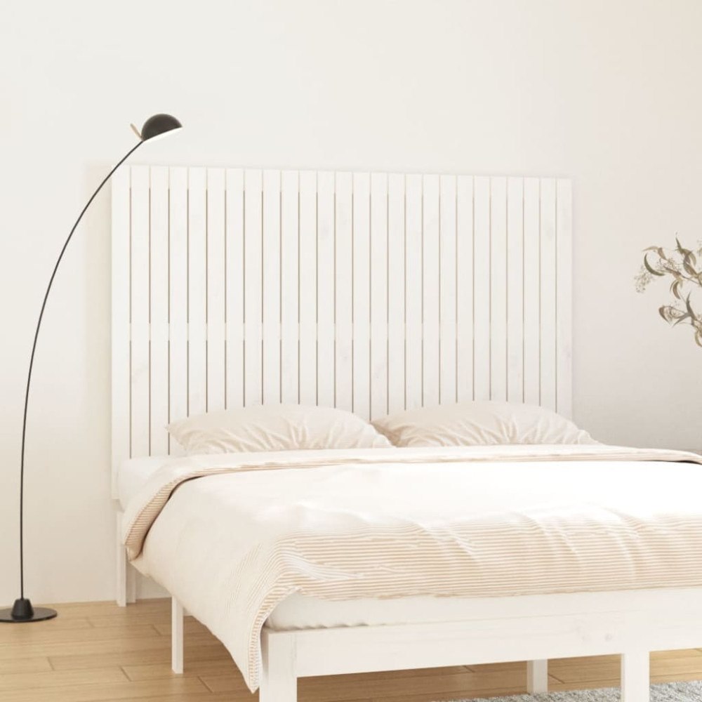 vidaXL Väggmonterad huvudgavel vit 166x3x110 cm massiv furu