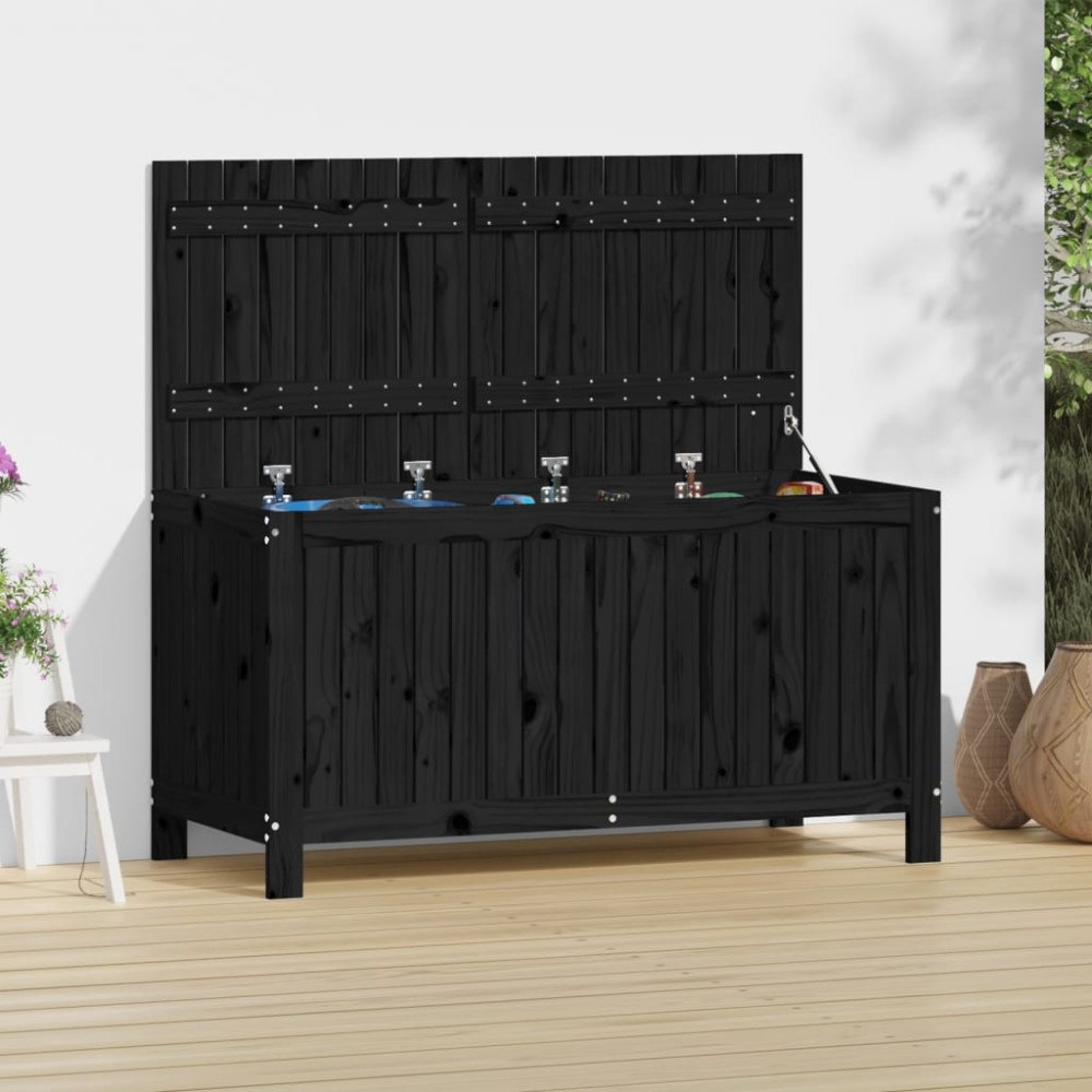 vidaXL Dynbox svart 121x55x64 cm massiv furu