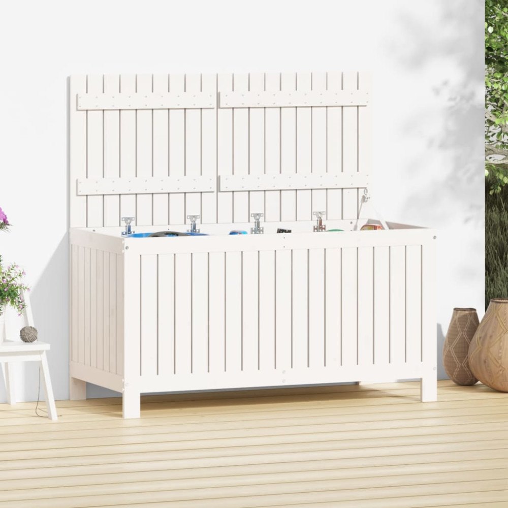 vidaXL Förvaringslåda vit 121x55x64 cm massiv furu