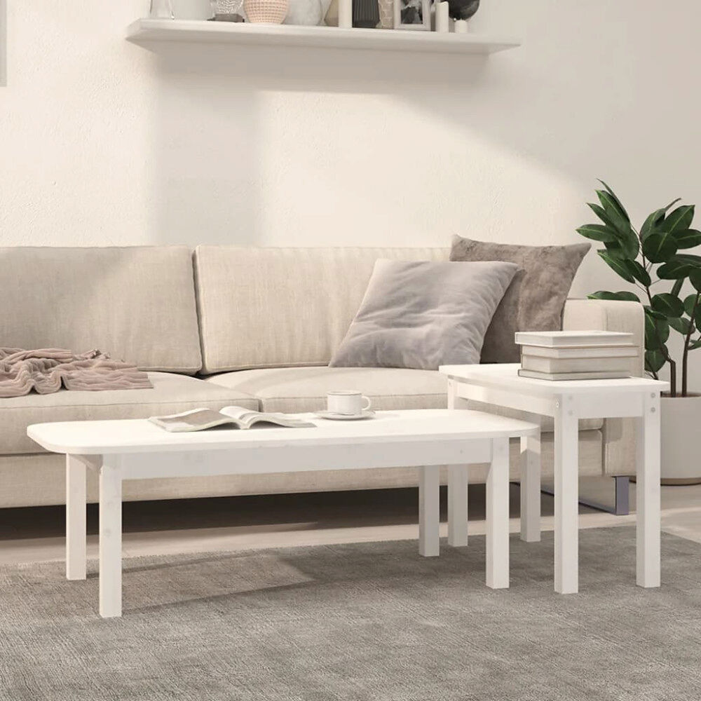 vidaXL Satsbord 2 st vit massiv furu