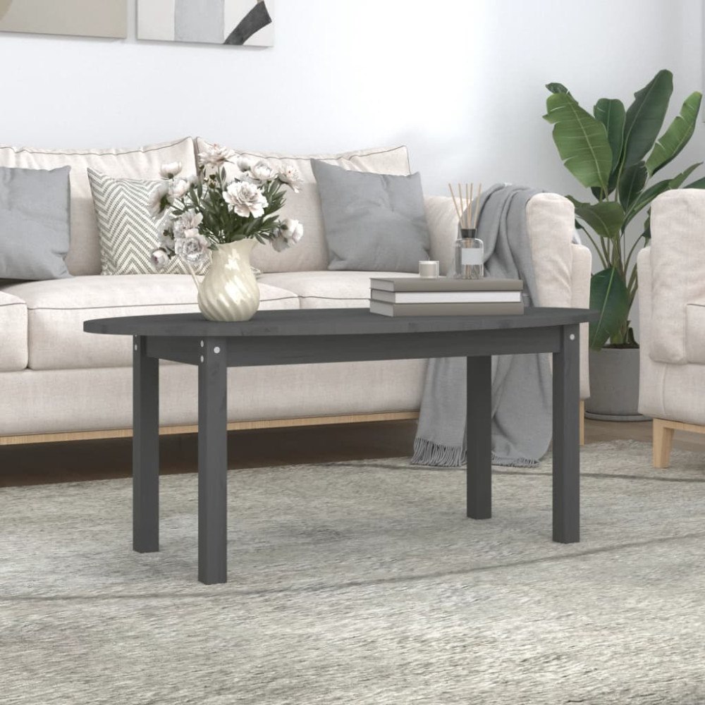 vidaXL Soffbord grå 110x55x45 cm massiv furu