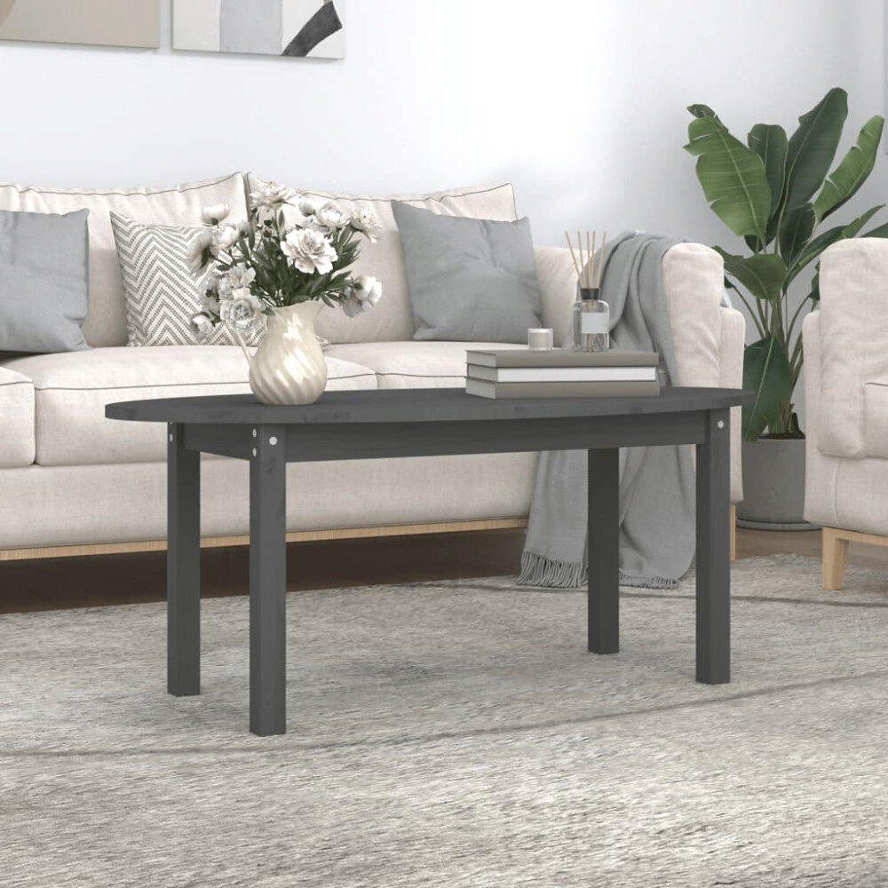 vidaXL Soffbord grå 110x55x45 cm massiv furu