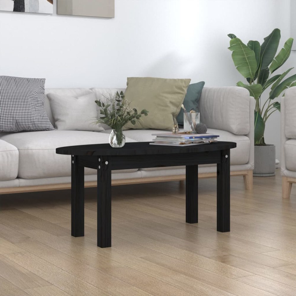 vidaXL Soffbord svart 80x40x35 cm massiv furu