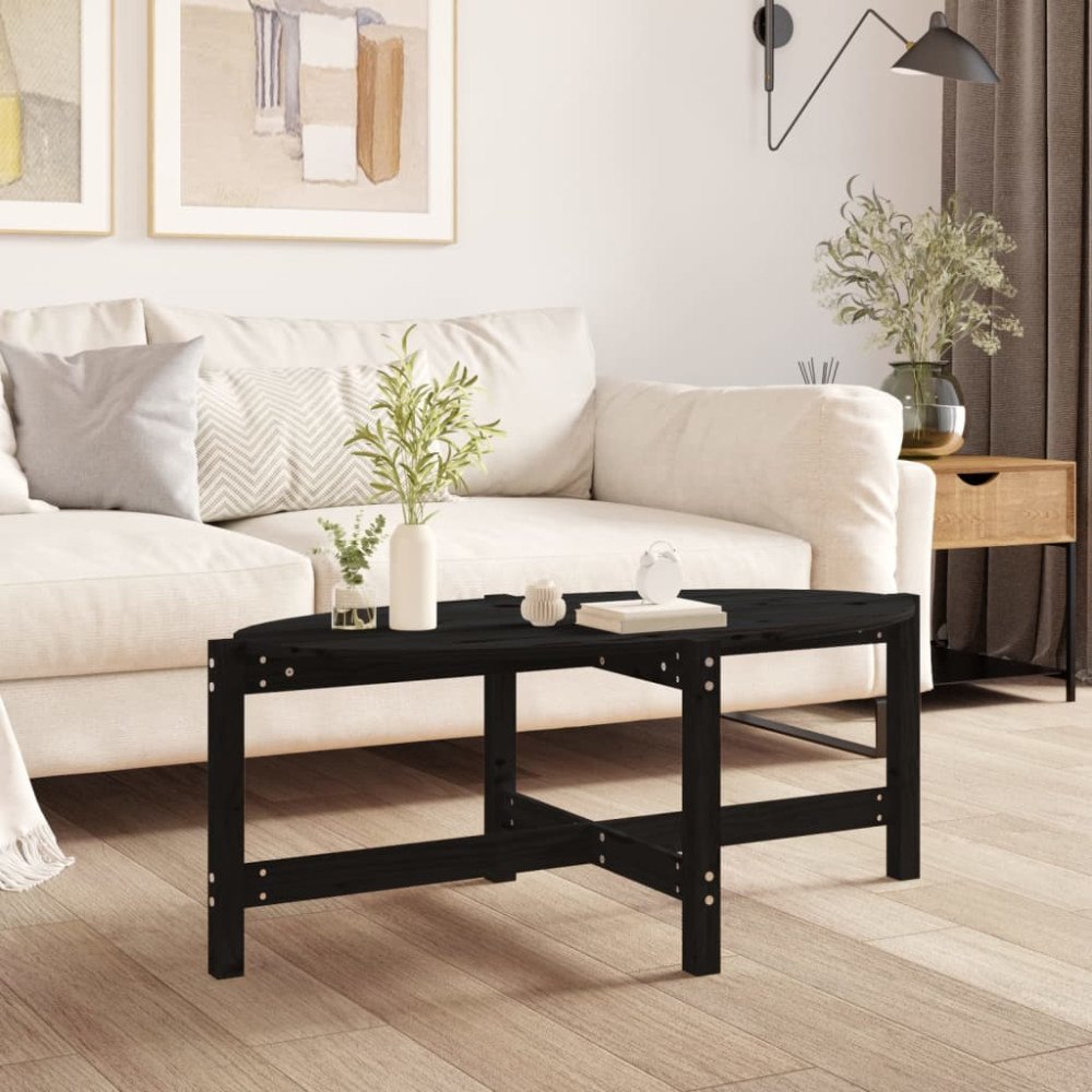 vidaXL Soffbord svart 118x63x45 cm massiv furu