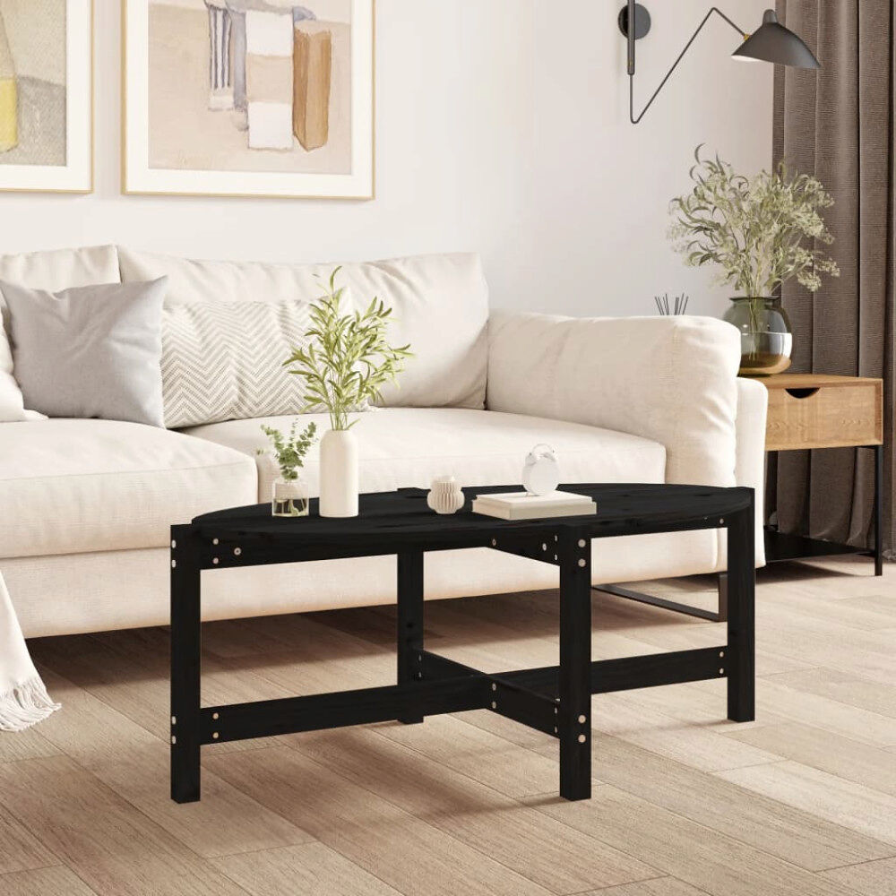 vidaXL Soffbord svart 118x63x45 cm massiv furu