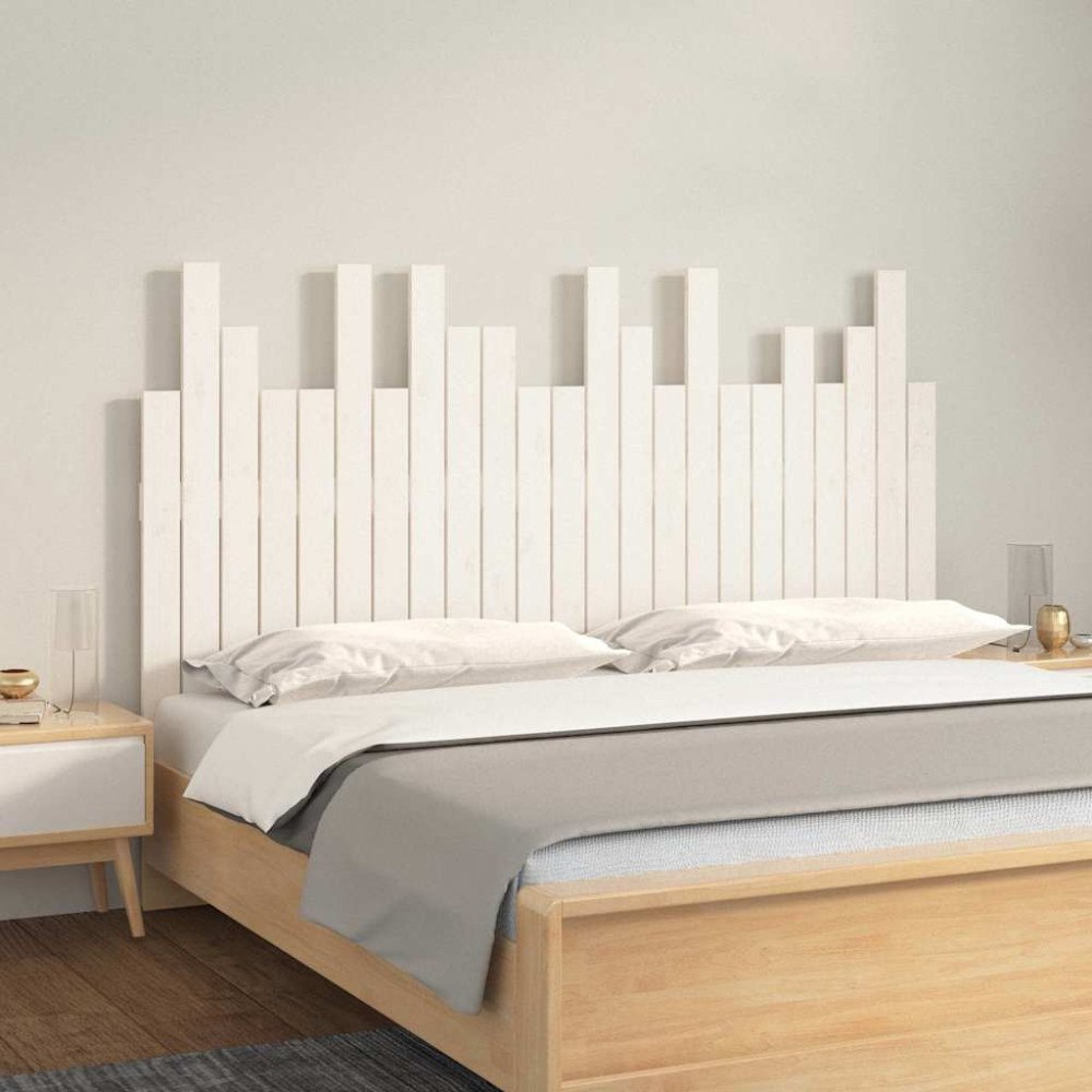 vidaXL Väggmonterad huvudgavel vit 146,5x3x80 cm massiv furu