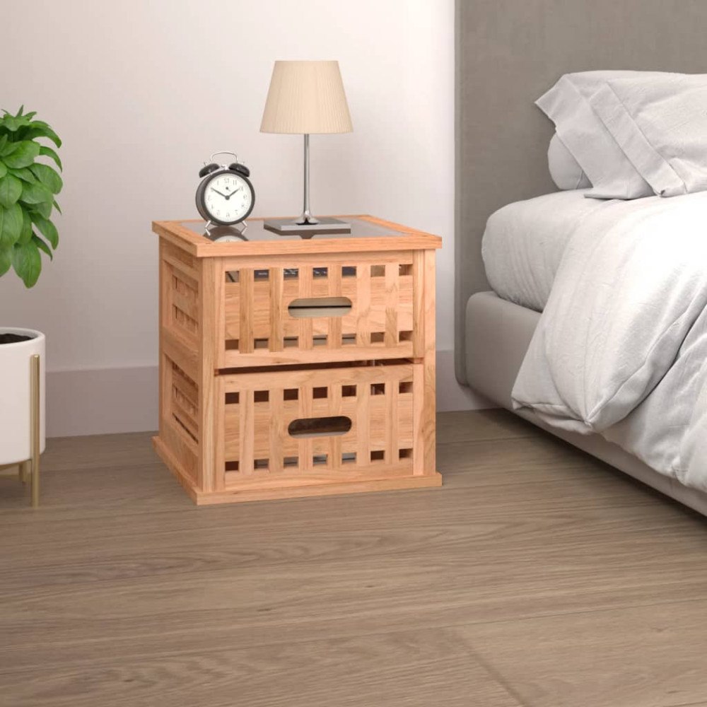 vidaXL Sängbord 34x34x34 cm massivt valnötsträ