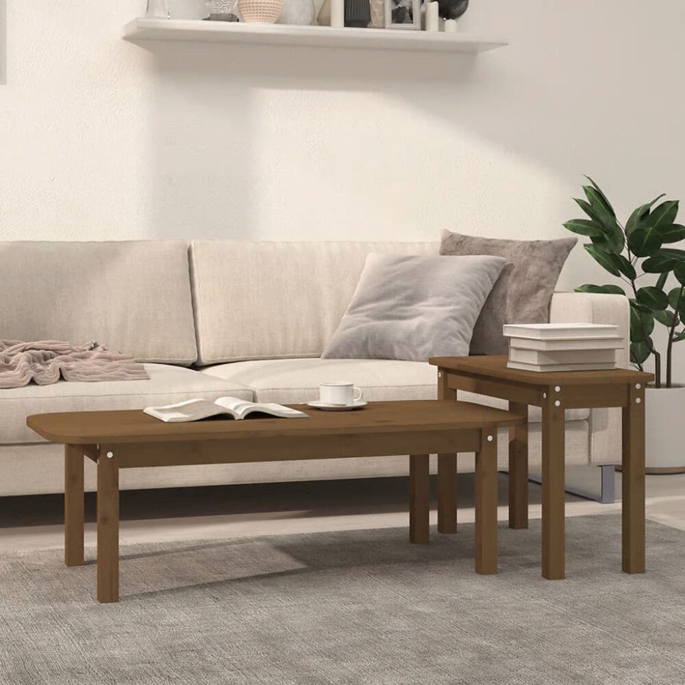 vidaXL Satsbord 2 st honungsbrun massiv furu