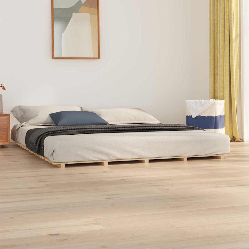 vidaXL Sängram 200x200 cm massiv furu