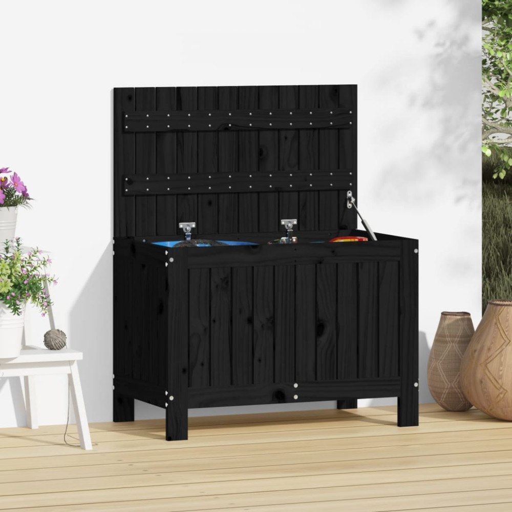 vidaXL Dynbox svart 76x42,5x54 cm massiv furu