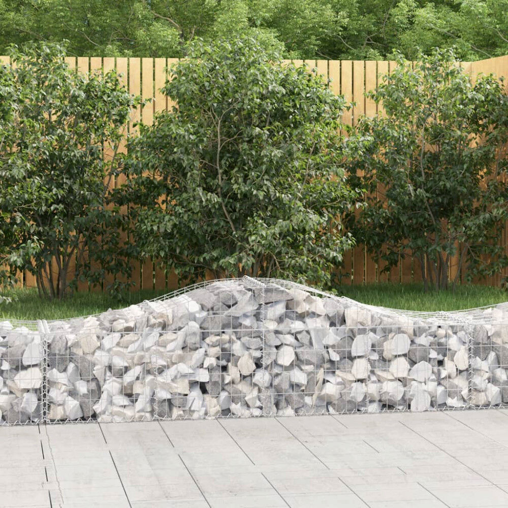 vidaXL Gabion bågformad 200x50x40/60 cm galvaniserat järn