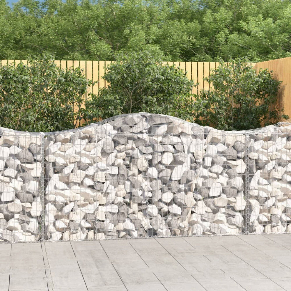 vidaXL Gabion bågformad 200x50x100/120 cm galvaniserat järn