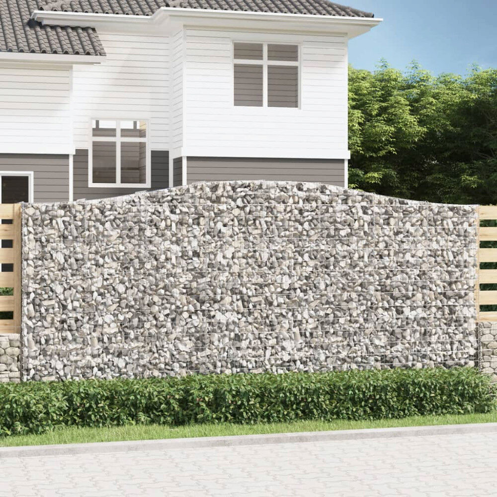vidaXL Gabion bågformad 400x50x180/200 cm galvaniserat järn