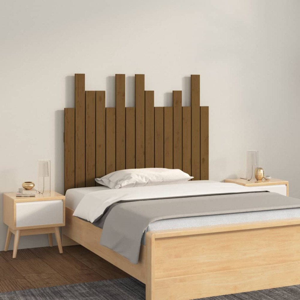 vidaXL Väggmonterad huvudgavel honungsbrun 95,5x3x80 cm massiv furu