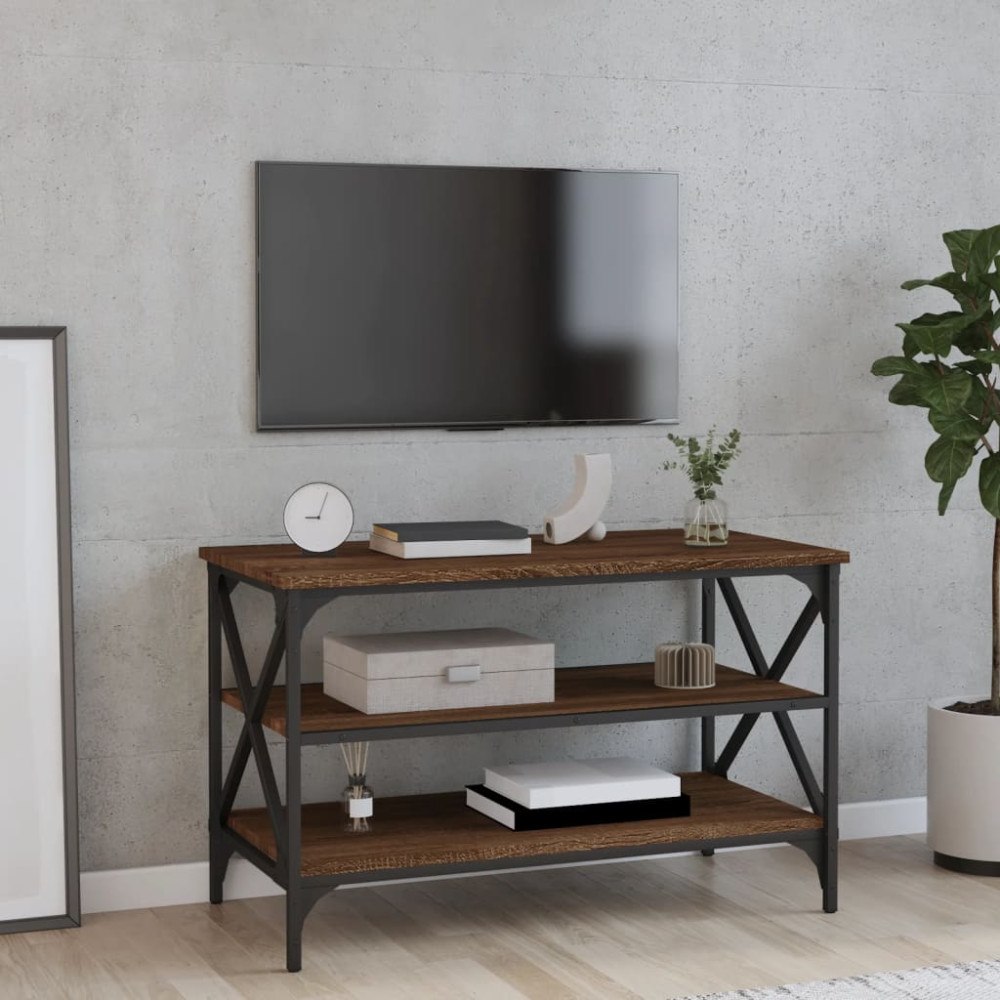 vidaXL Tv-bänk brun ek 80x40x50 cm konstruerat trä