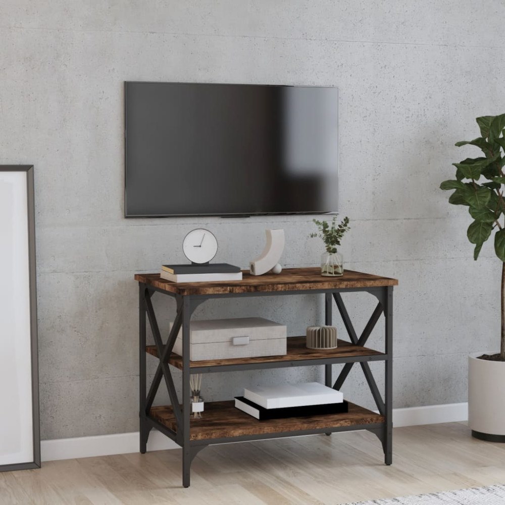 vidaXL Tv-bänk rökfärgad ek 60x40x50 cm konstruerat trä