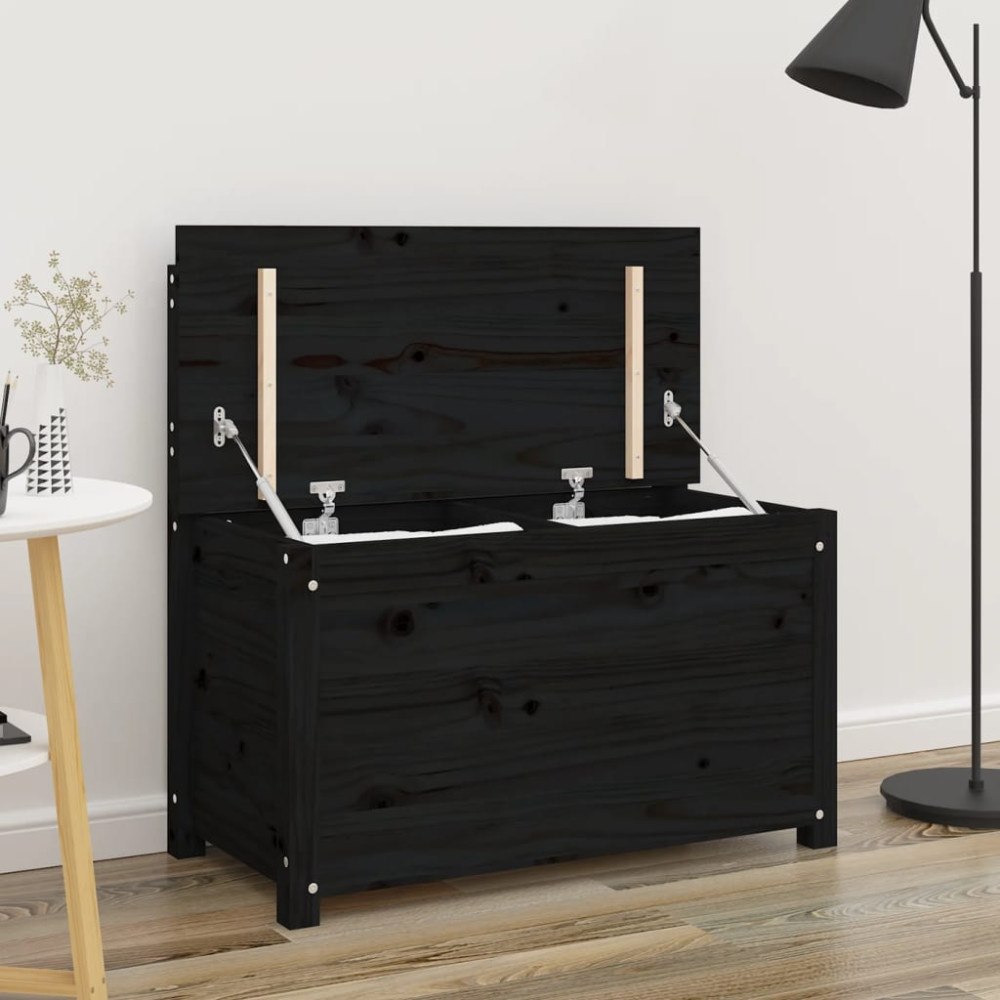 vidaXL Bänk svart 80x41x77 cm massiv furu