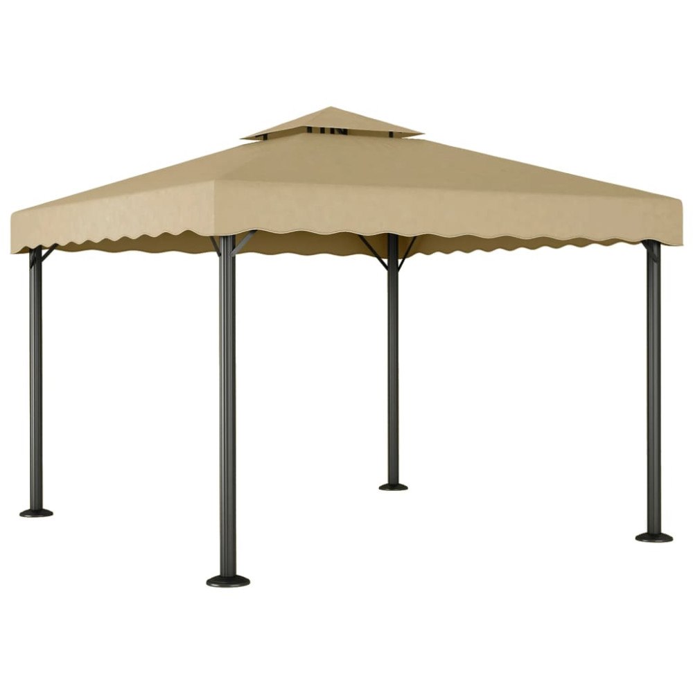 vidaXL Paviljong taupe 3x3 m aluminium och stål