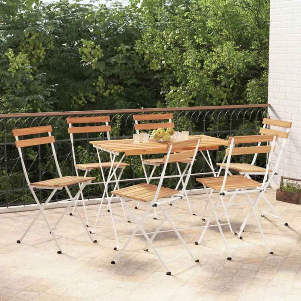 vidaXL Hopfällbara caféstolar 6 st massiv teak och stål