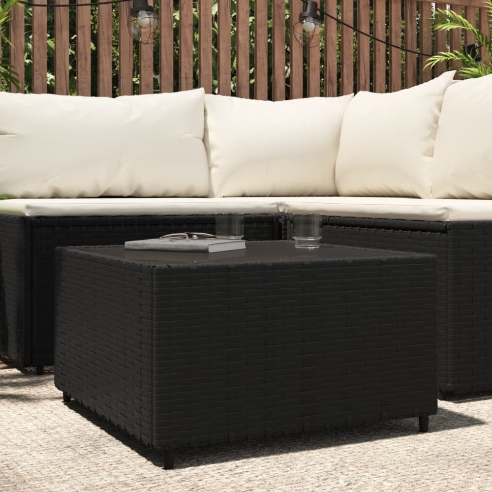 vidaXL Loungebord fyrkantigt svart 50x50x30 cm konstrottning