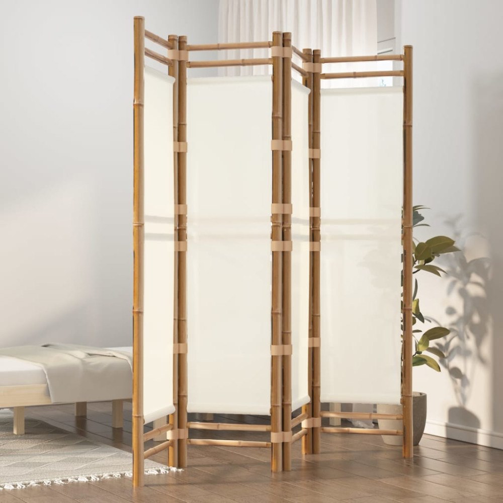 vidaXL Rumsavdelare 4 paneler hopfällbar 160 cm bambu och kanvas