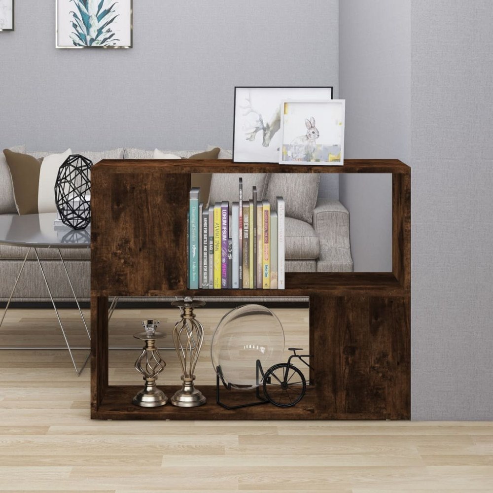 vidaXL Bokhylla/rumsavdelare rökfärgad ek 80x24x63 cm