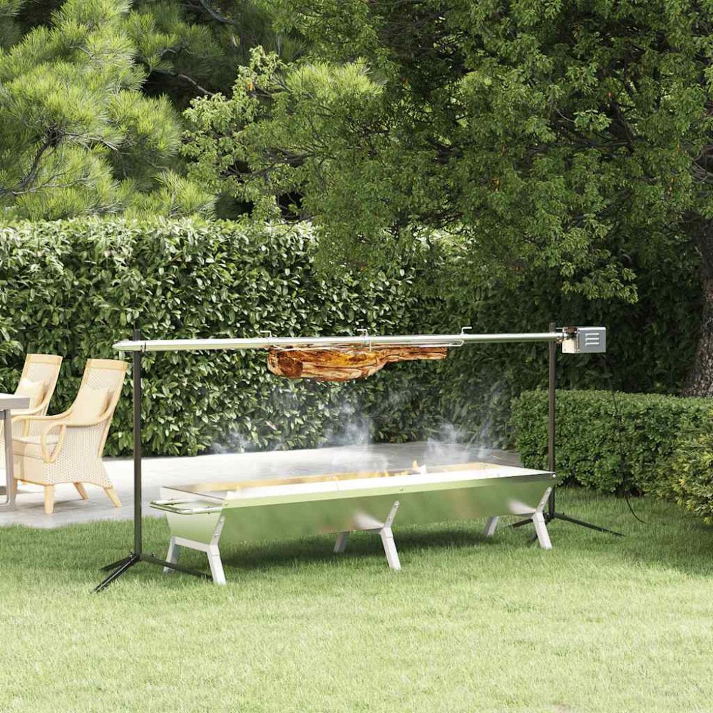 vidaXL Automatisk grill med bricka rostfritt stål