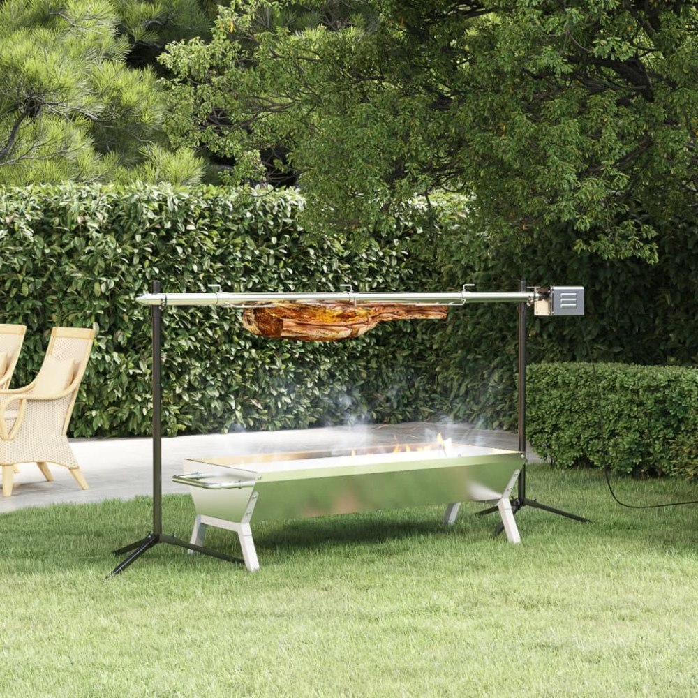 vidaXL Automatisk grill med bricka rostfritt stål
