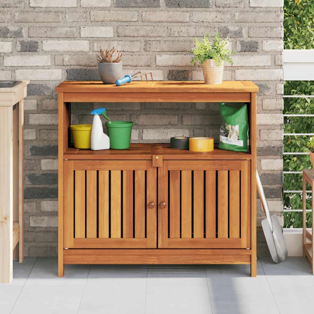 vidaXL Konsolbord för trädgården 80x35x75 cm massivt akaciaträ