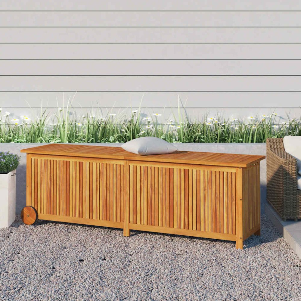 vidaXL Dynbox med hjul 150x50x58 cm massivt akaciaträ