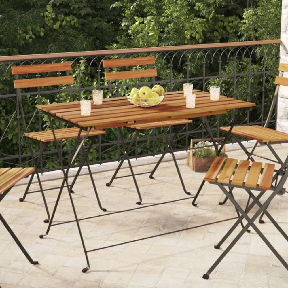 vidaXL Hopfällbart cafébord 100x54x71 cm massivt akaciaträ och stål