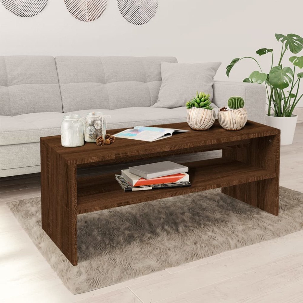 vidaXL Soffbord brun ek 100x40x40 cm konstruerat trä
