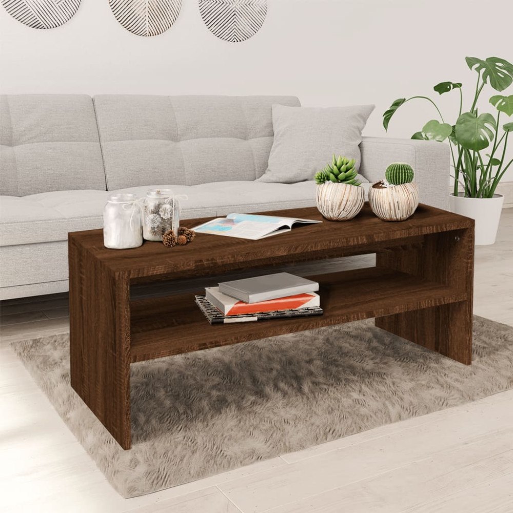 vidaXL Soffbord brun ek 100x40x40 cm konstruerat trä