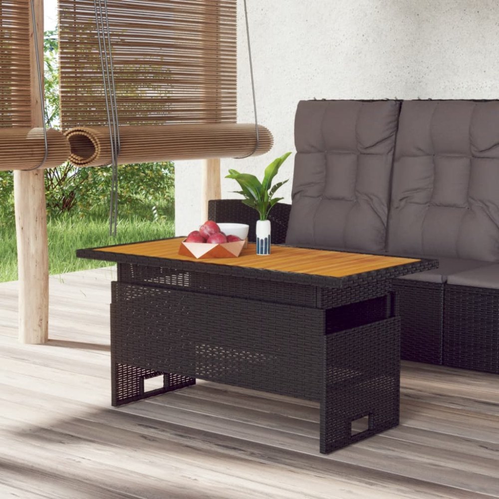 vidaXL Trädgårdsbord svart 100x50x43/63 cm akaciaträ&konstrotting