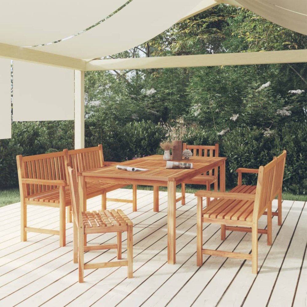 vidaXL Matgrupp för trädgården 5 delar massiv teak