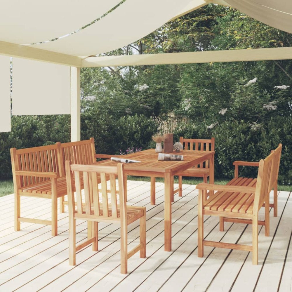 vidaXL Matgrupp för trädgården 5 delar massiv teak