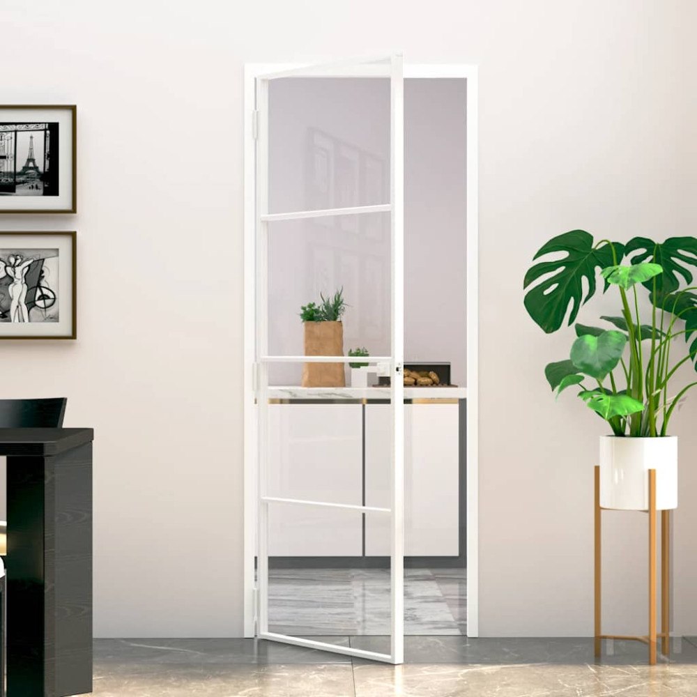vidaXL Innerdörr 76x201,5 cm härdat glas och aluminium slim