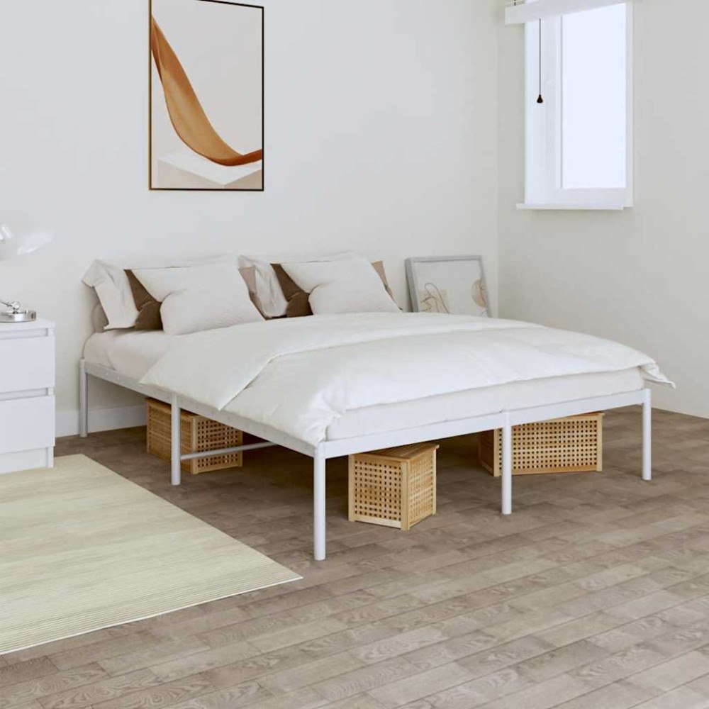 vidaXL Sängram metall vit 140x190 cm