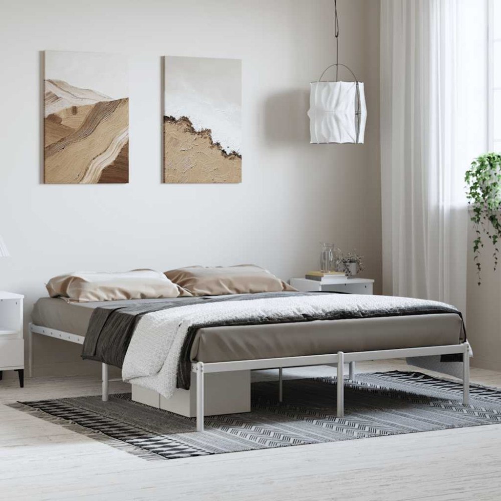 vidaXL Sängram metall vit 150x200 cm