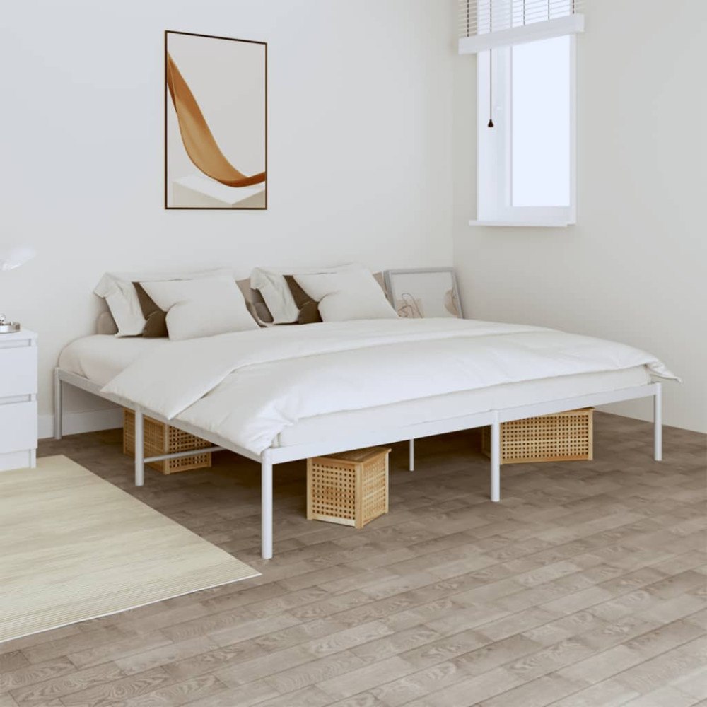 vidaXL Sängram metall vit 200x200 cm
