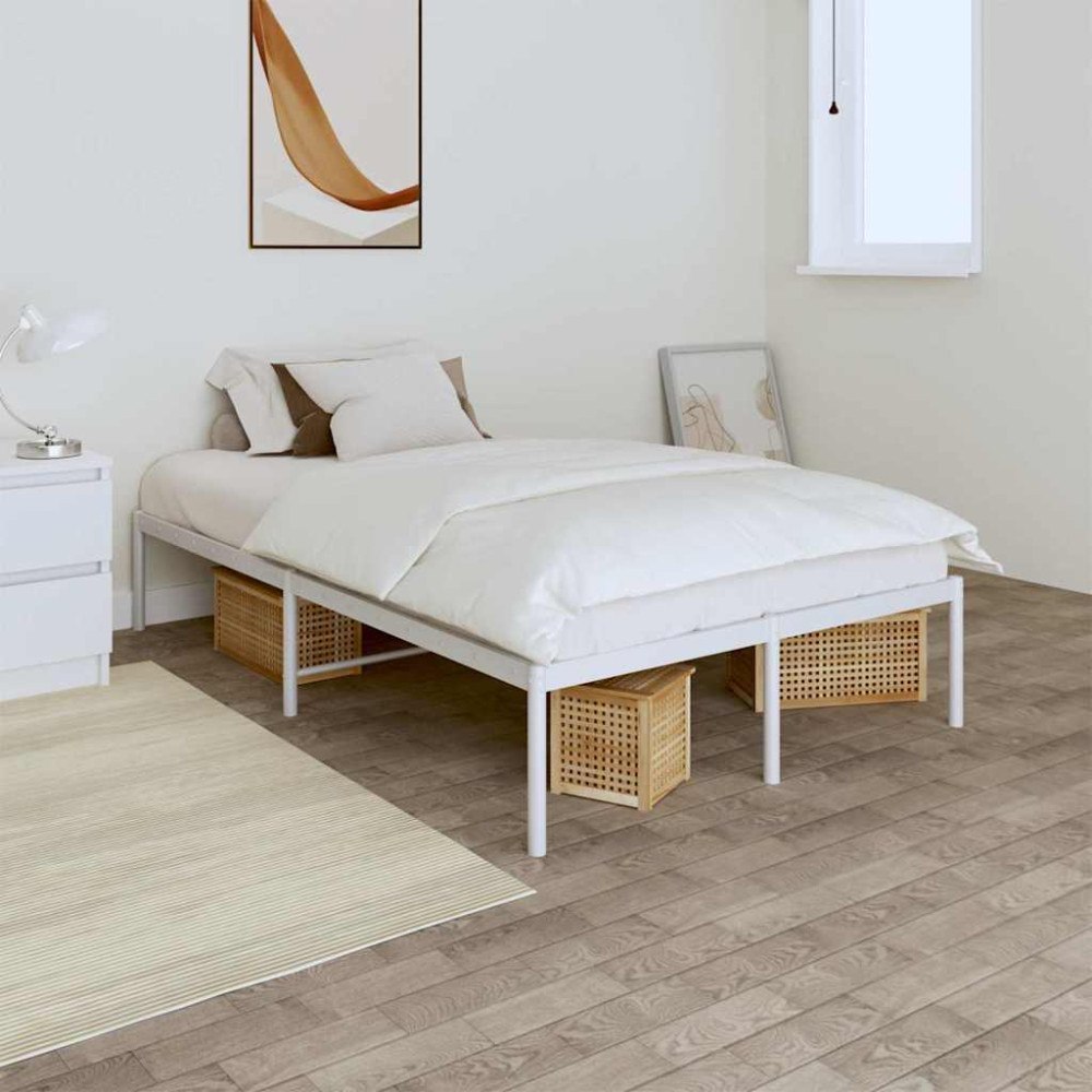 vidaXL Sängram metall vit 120x200 cm