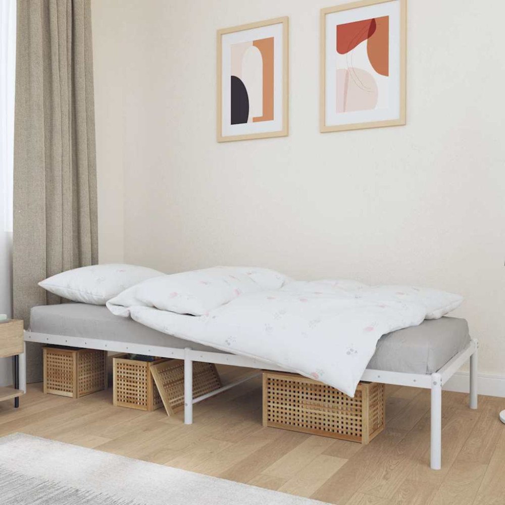 vidaXL Sängram metall vit 90x190 cm