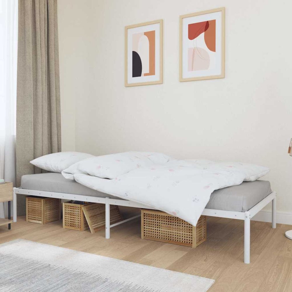 vidaXL Sängram metall vit 90x200 cm