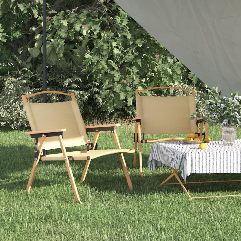 vidaXL Campingstolar 2 st Beige 54x43x59cm oxfordtyg