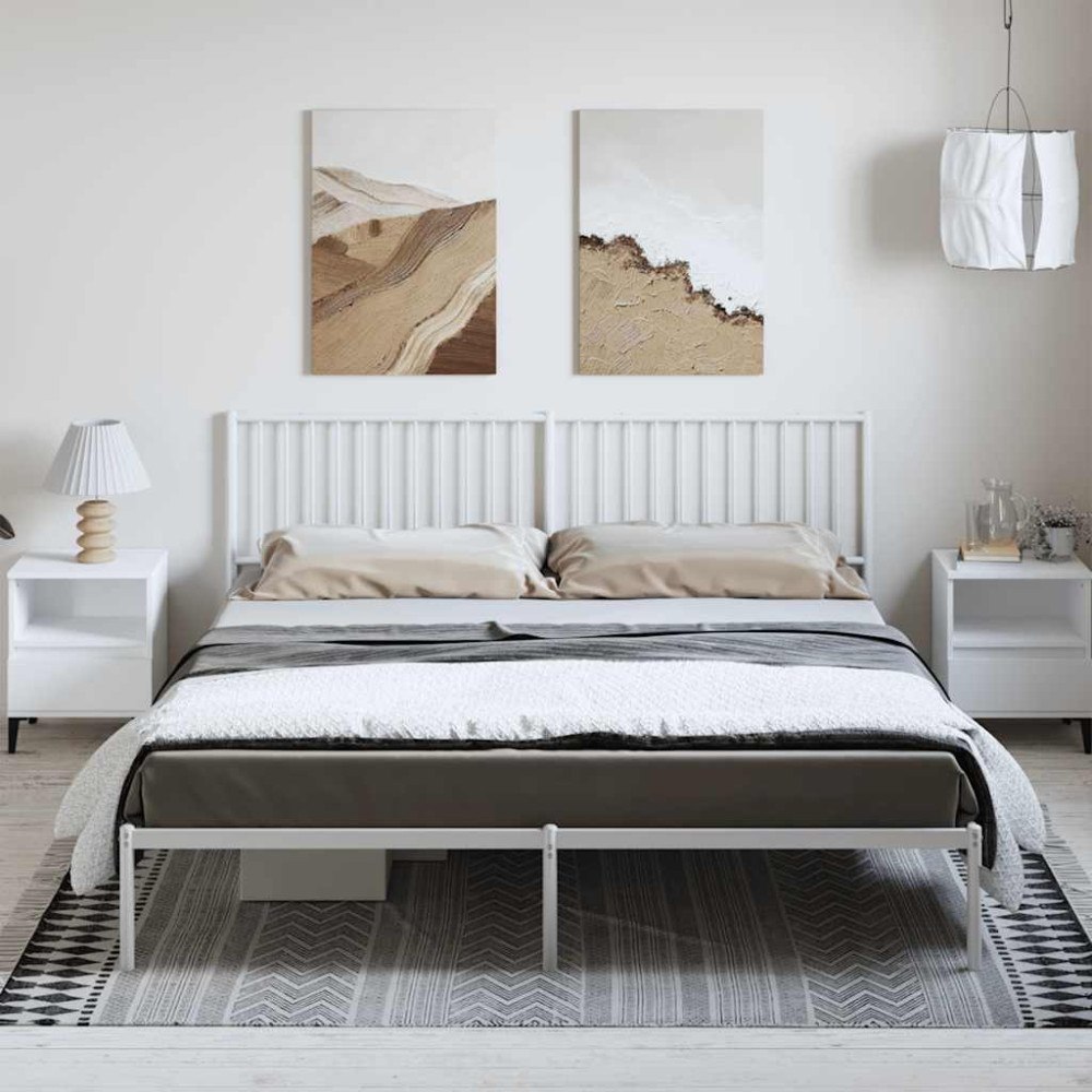 vidaXL Sängram med huvudgavel metall vit 183x213 cm