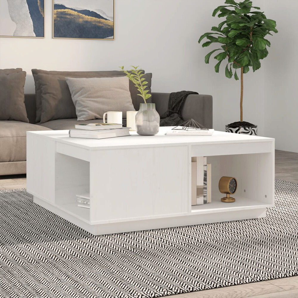 vidaXL Soffbord vit 100x101x40,5 cm massiv furu