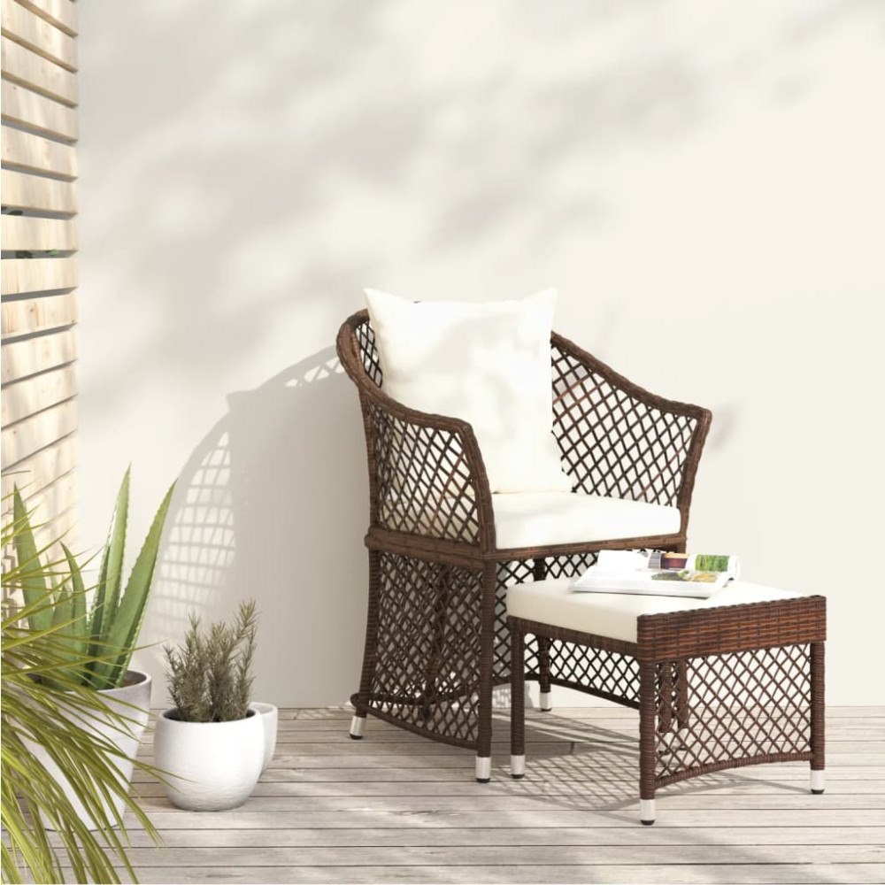 vidaXL Loungegrupp med dynor 2 delar brun konstrotting