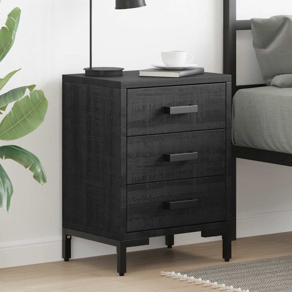 vidaXL Sängbord 2 st svart 40x30x55 cm massivt furuträ